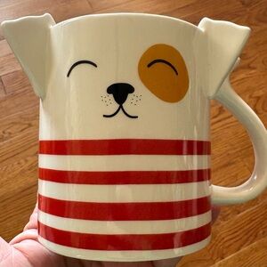 Parker Lane Dog Coffee Cup Mug with Ears Yellow Eye Red Stripes, NWOT